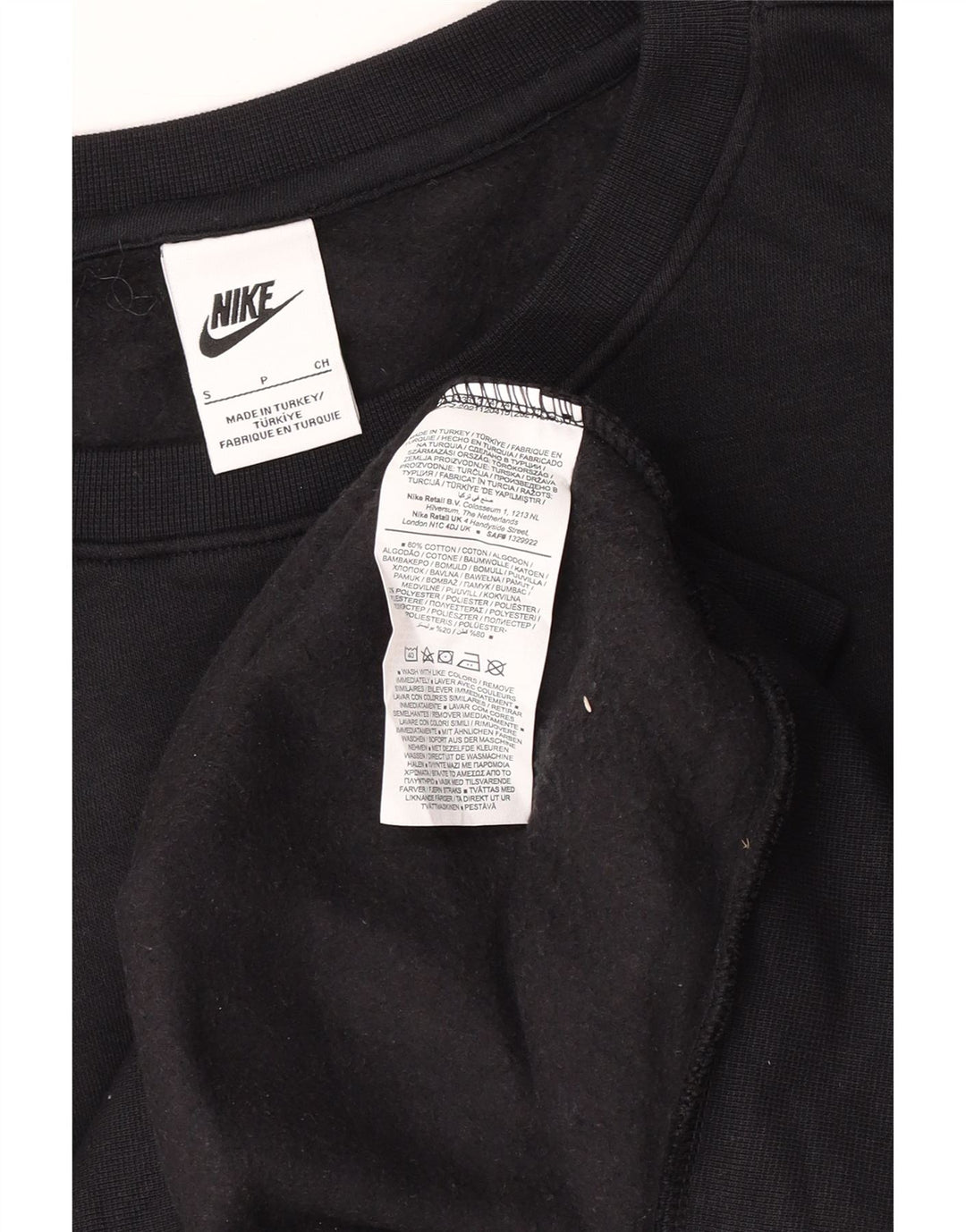 Nike masculino solto ajuste moletom jumper pequeno algodão preto