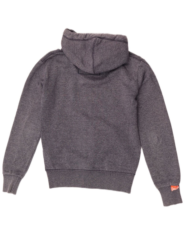 Suéter masculino Superdry com capuz e zíper XS azul marinho algodão manchado