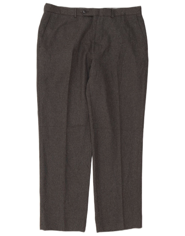 Marks & Spencer Mens Straight Suit Trousers W36 L31 Grey Polyester