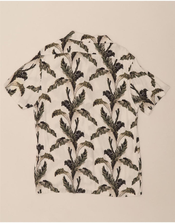 Camisa masculina de manga curta Reiss grande viscose floral branca