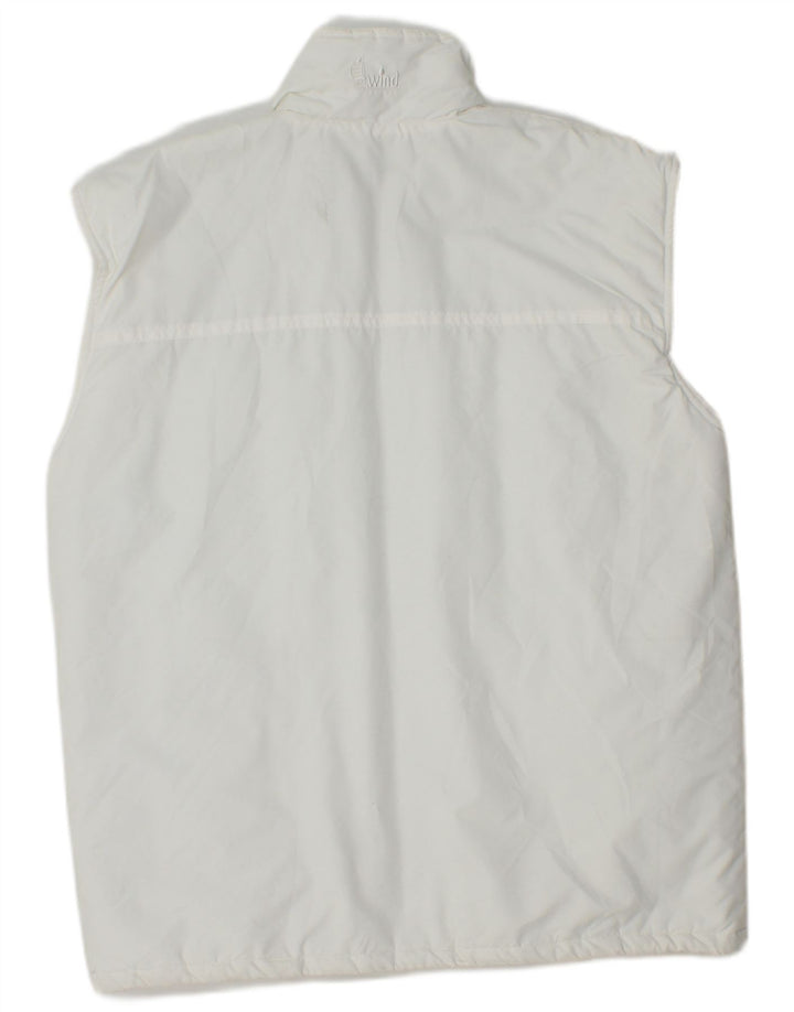 Vintage Mens acolchoado Gilet UK 36 poliéster branco pequeno