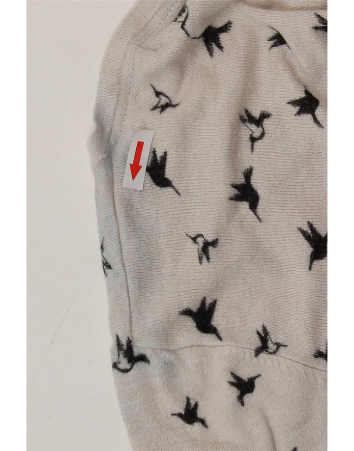 Suéter cardigã feminino Marks & Spencer com padrão abstrato Reino Unido 14 médio branco