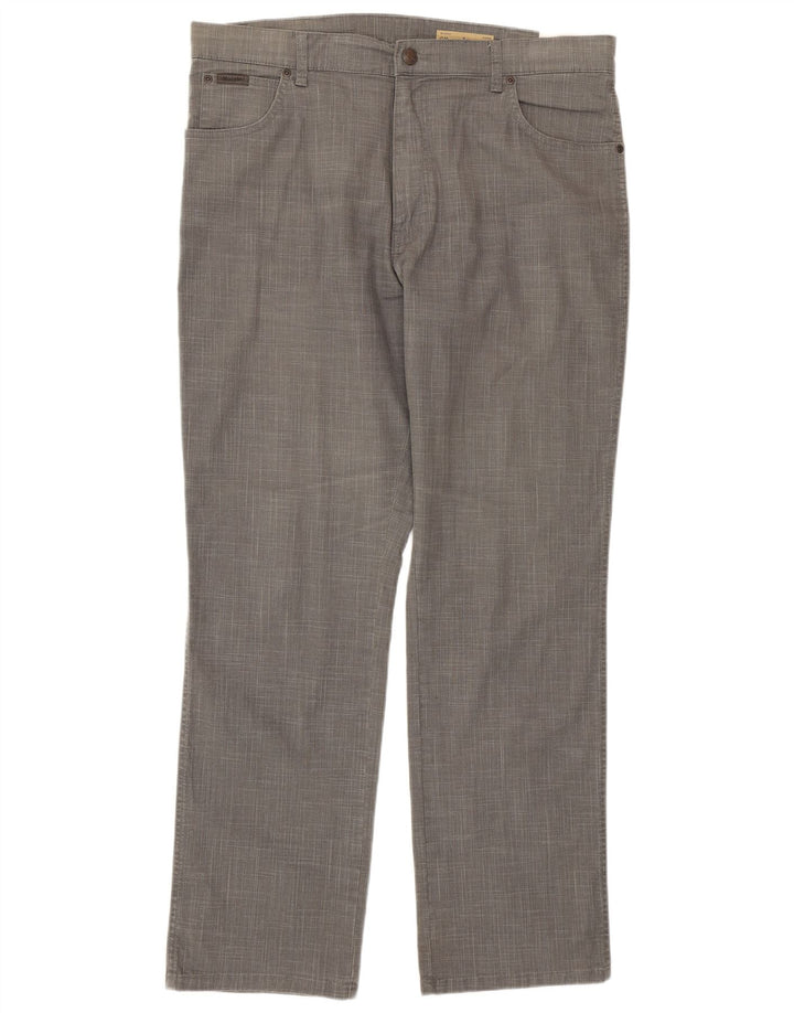Calça casual masculina WRANGLER Texas Stretch Straight W38 L32 cinza xadrez