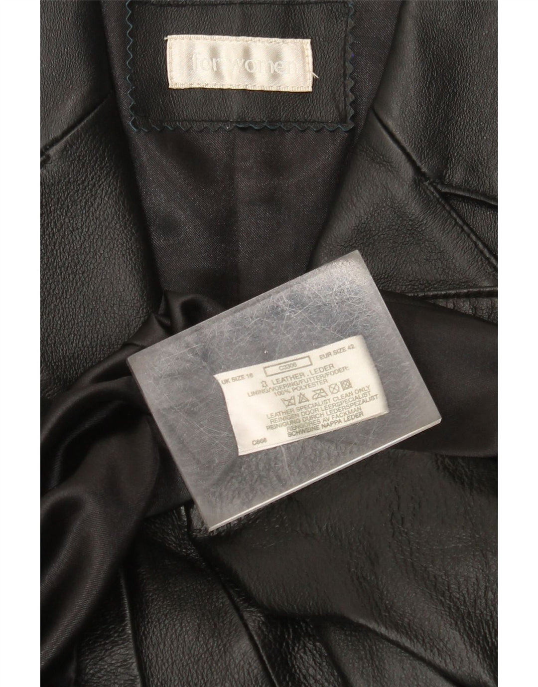 Casaco de couro feminino vintage UK 18 XL couro preto