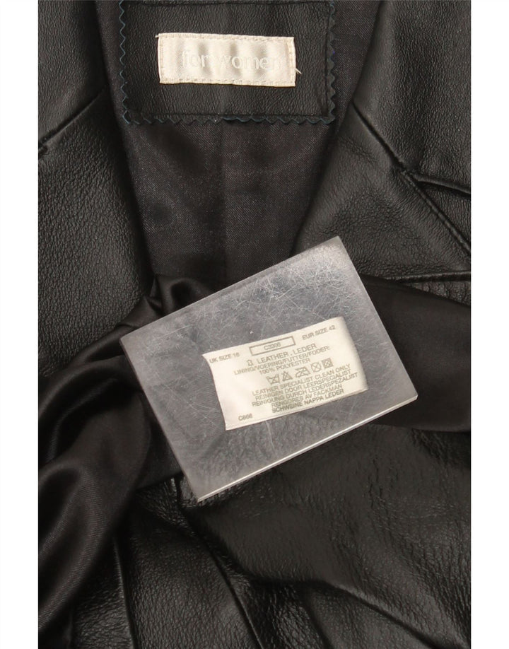 Casaco de couro feminino vintage UK 18 XL couro preto