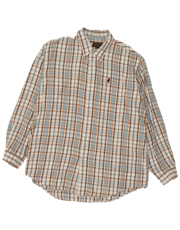 Camisa masculina de flanela Marlboro Classics 2XL algodão xadrez azul