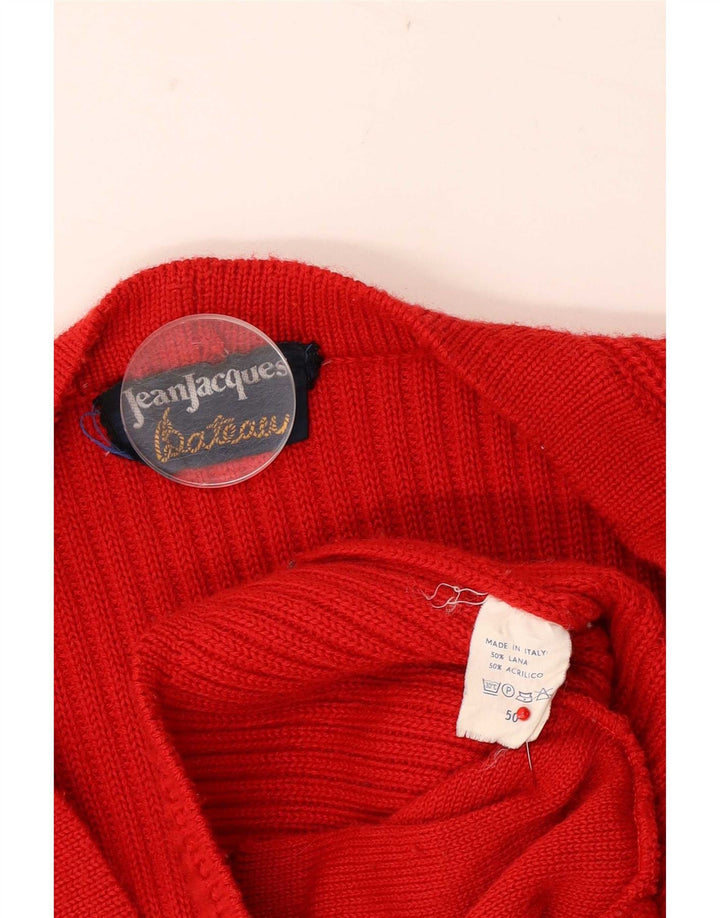 Suéter cardigã masculino Jean Jacques IT 50 lã vermelha média