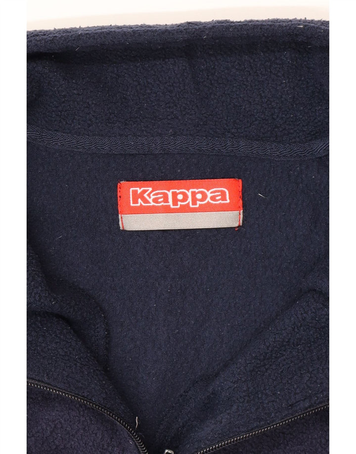 KAPPA Suéter masculino de lã com zíper e gola média azul marinho