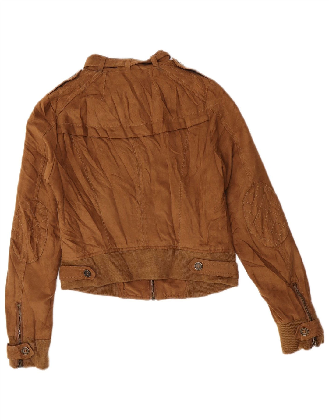 Zara Womens Crop Military Bomber Jacket UK 10 Pequeno Poliéster Bege