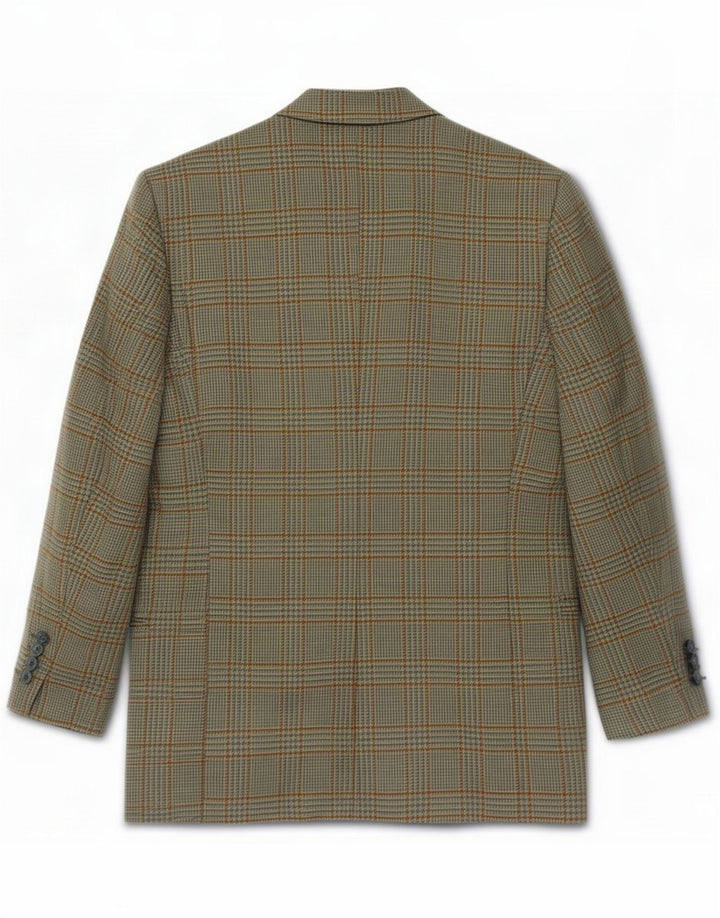Valentino Jaqueta masculina de 2 botões Blazer IT 48 Lã xadrez verde médio
