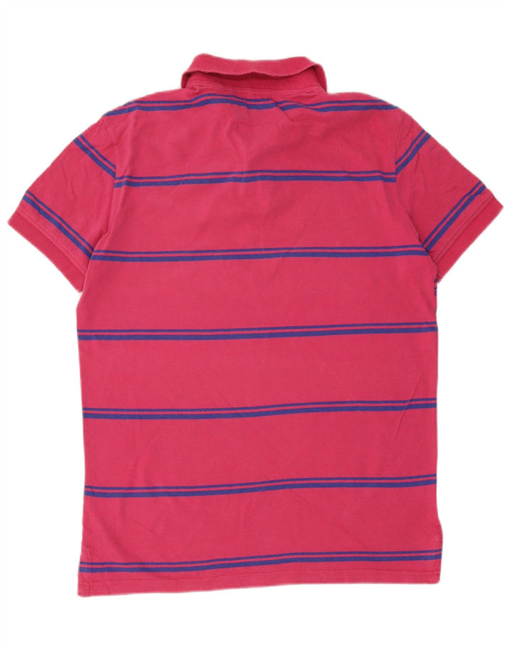 Desigual Camisa polo masculina gráfica médio algodão listrado rosa