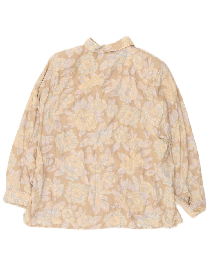 Camisa feminina Colombus UK 14 grande bege floral