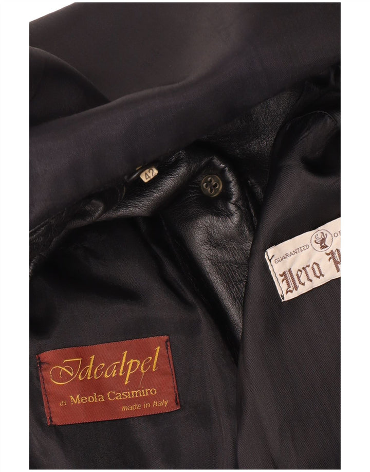 Jaqueta de couro feminina vintage IT 42 couro preto médio