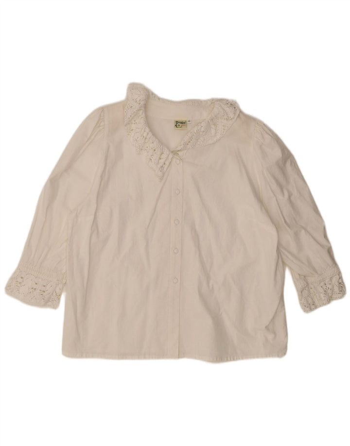 Blusa feminina Distler manga 3/4 EU 48 2XL branca