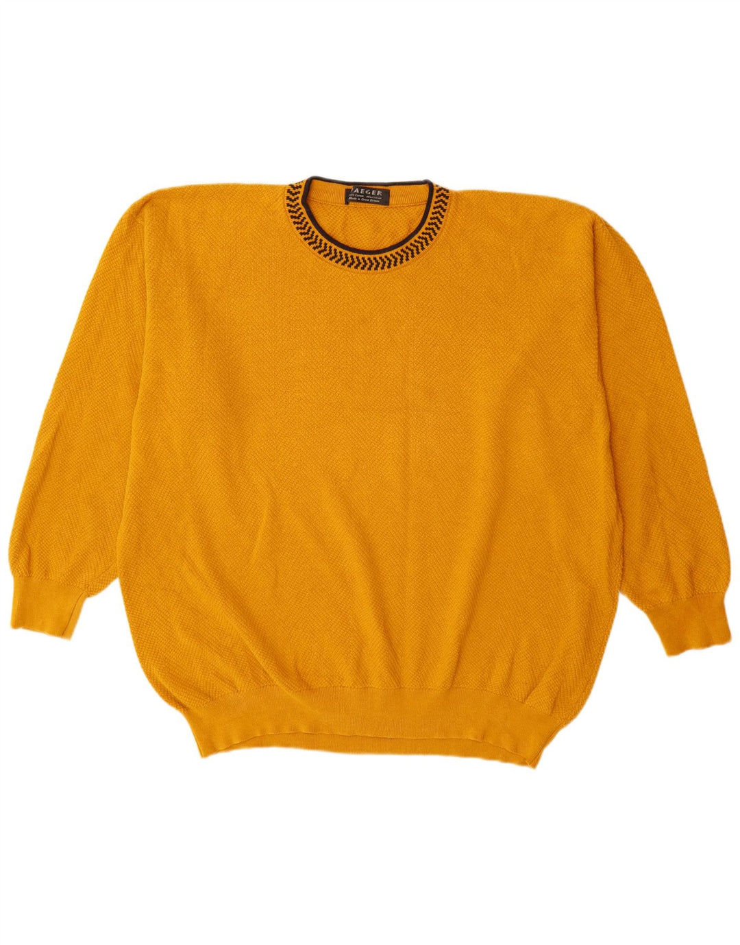 Suéter masculino Jaeger com gola redonda UK 44 XL algodão amarelo