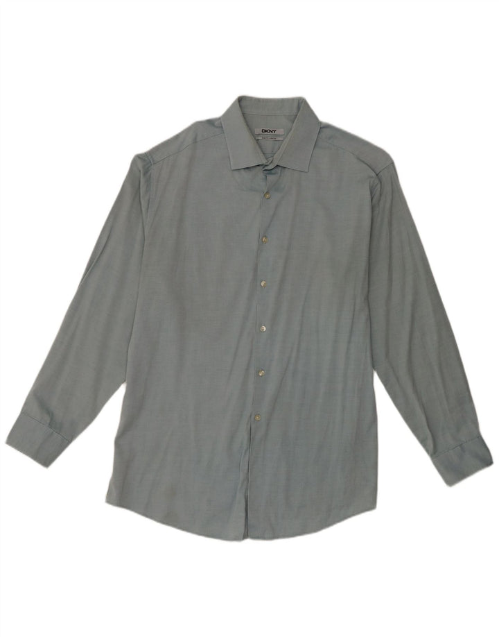 Camisa masculina Dkny Slim Fit tamanho 17 XL azul