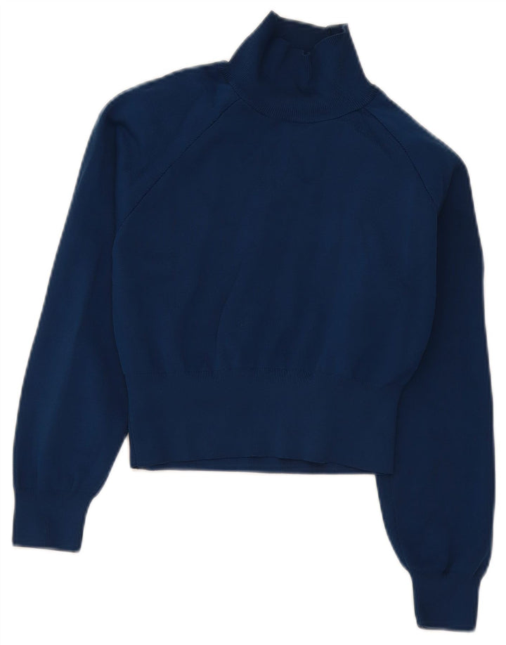 Suéter feminino Zara com gola tartaruga e gola alta, Reino Unido 10, pequeno, azul marinho, poliéster