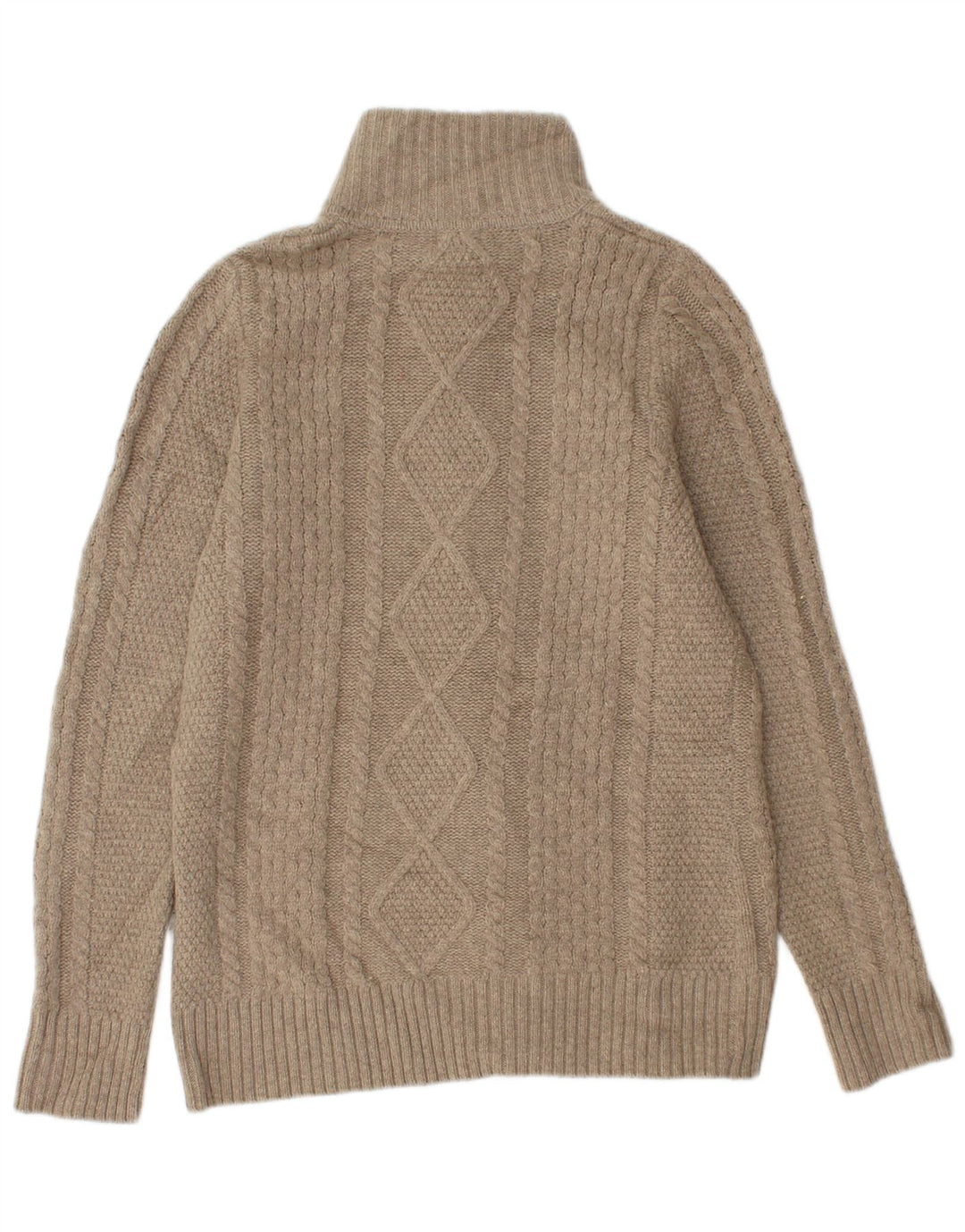 Suéter cardigã feminino L.L.BEAN Reino Unido 12 lã merino bege médio
