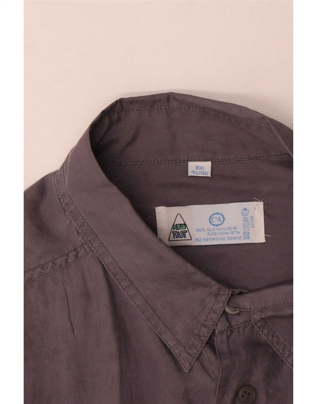 Novo Rápido masculino camisa de manga curta tamanho 45/46 2xl cinza seda