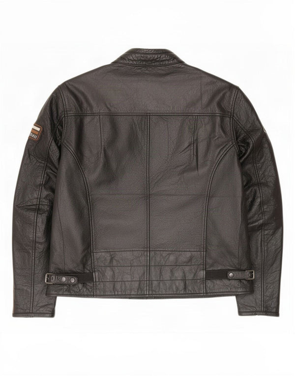 Jaqueta vintage masculina para motocicleta gráfica Racer UK 44 2XL preto colorblock