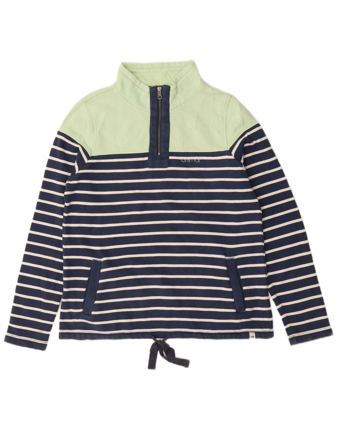 Animal Womens Oversized Sweatshirt Jumper UK 10 Pequeno Azul Marinho Listrado