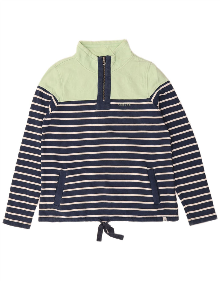 Animal Womens Oversized Sweatshirt Jumper UK 10 Pequeno Azul Marinho Listrado