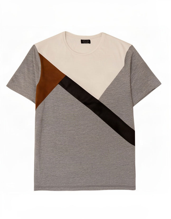 Camiseta masculina Zara Top XL cinza colorblock