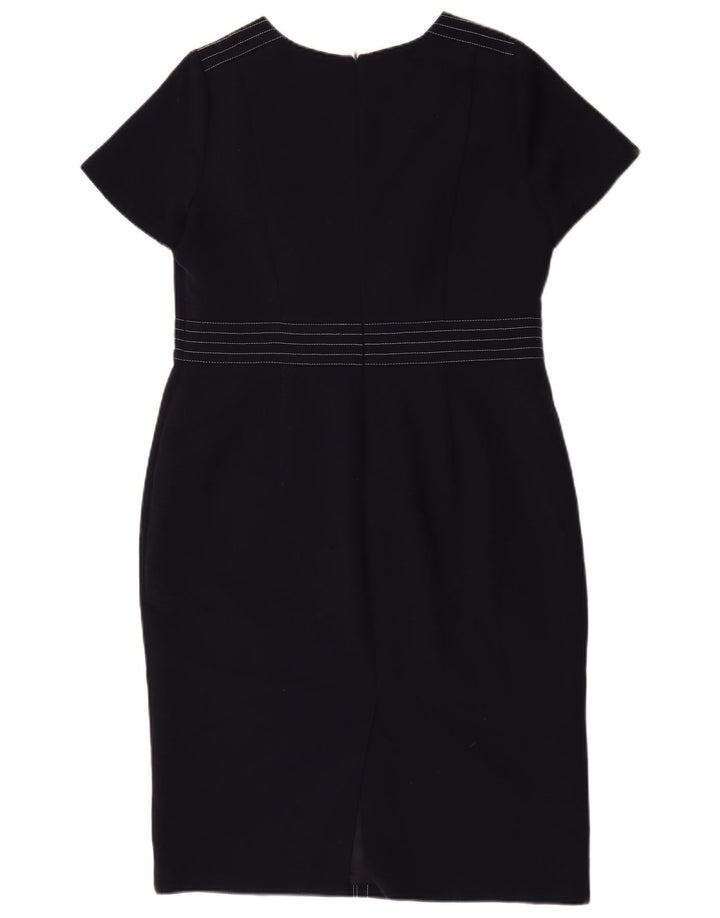 Vestido bainha feminino Marks & Spencer Reino Unido 16 grande poliéster azul marinho