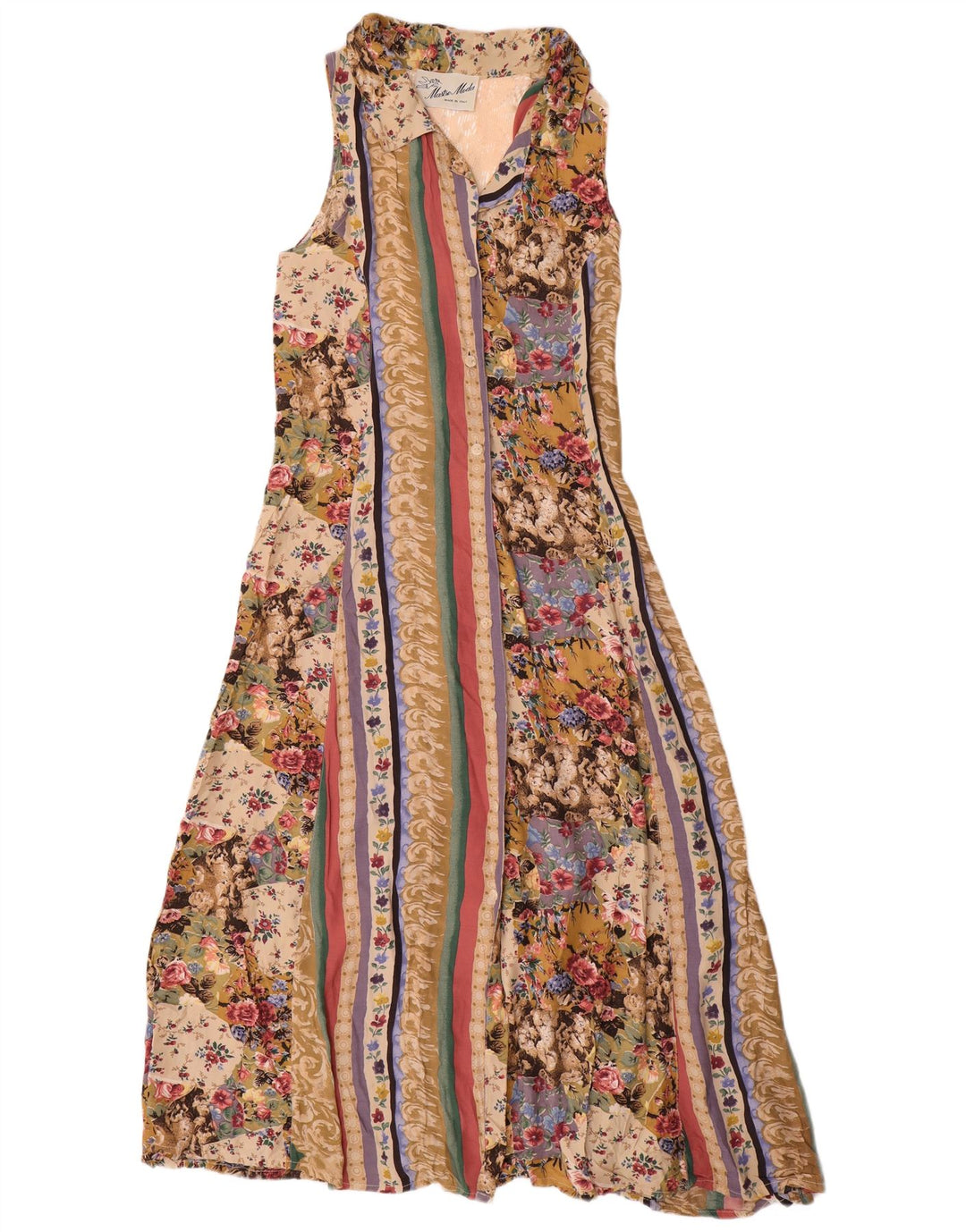 MASTRO MODA Vestido Camisa Feminino UK 12 Médio Multicolorido Floral