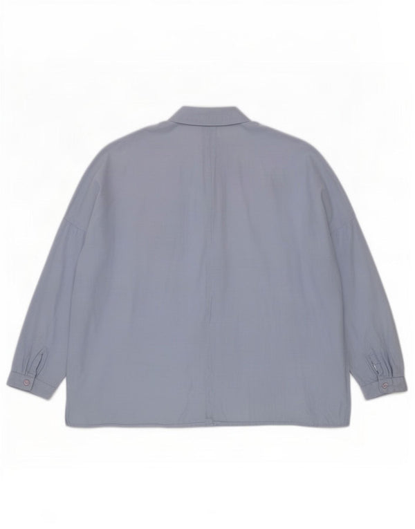 Camisa oversized feminina Topshop UK 10 algodão azul pequeno
