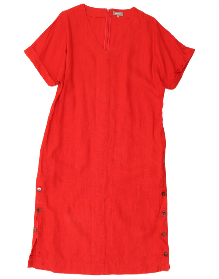 Jaeger vestido feminino oversized com bainha UK 10 pequeno linho vermelho