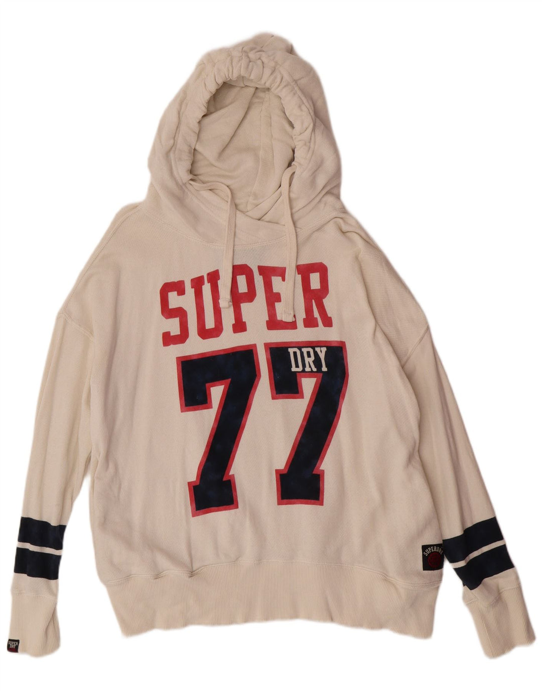 Suéter com capuz gráfico feminino Superdry UK 18 XL off white algodão universitário