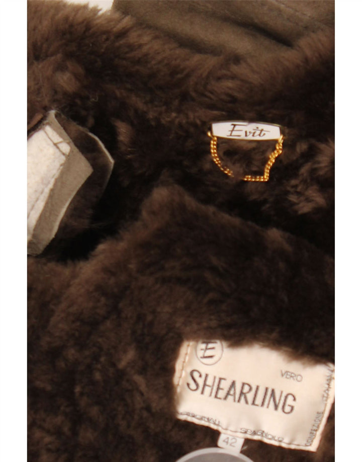 Casaco feminino vintage de shearling IT 42 Shearling cinza médio