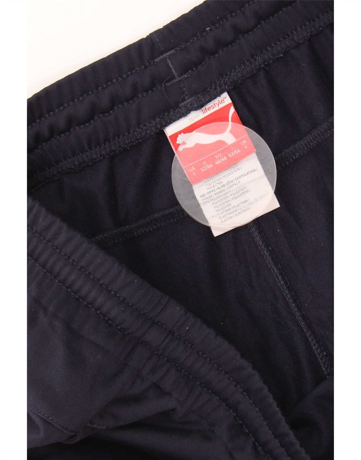 Calça de treino masculina Puma Joggers grande poliéster azul marinho