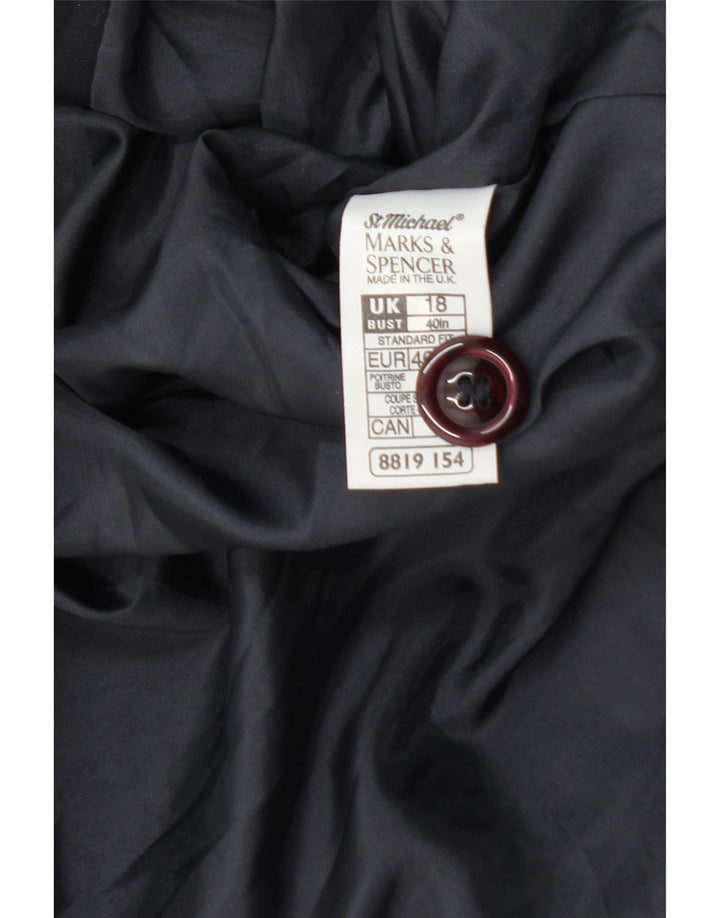 Jaqueta blazer feminina de manga curta Marks & Spencer UK 18 XL azul marinho