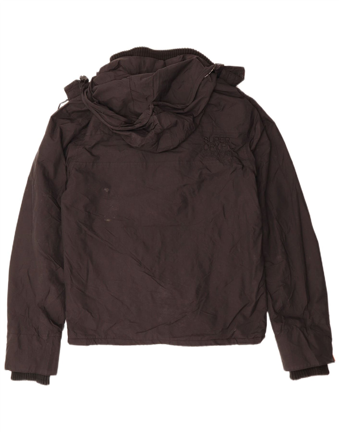 Jaqueta corta-vento masculina SUPERDRY com capuz UK 38 poliéster preto médio