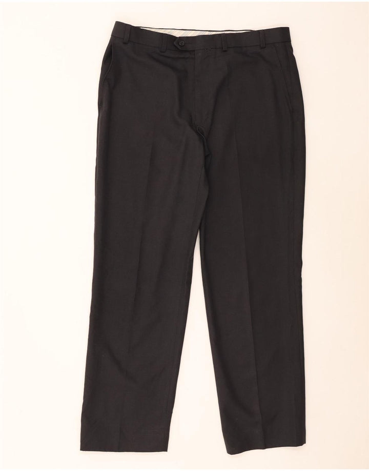 Calça masculina de terno reto Marks & Spencer sob medida W36 L31 cinza
