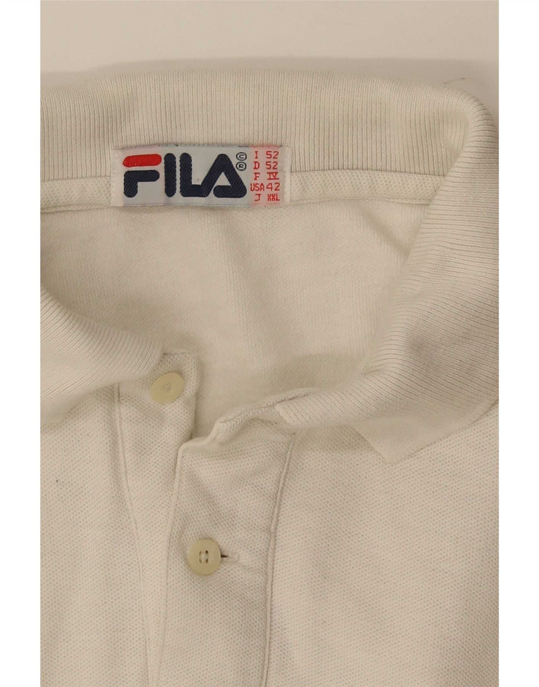 Camisa polo masculina Fila de manga comprida EUA 42 grande branco