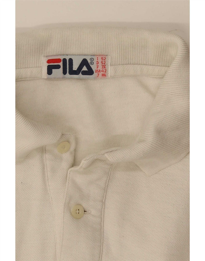 Camisa polo masculina Fila de manga comprida EUA 42 grande branco