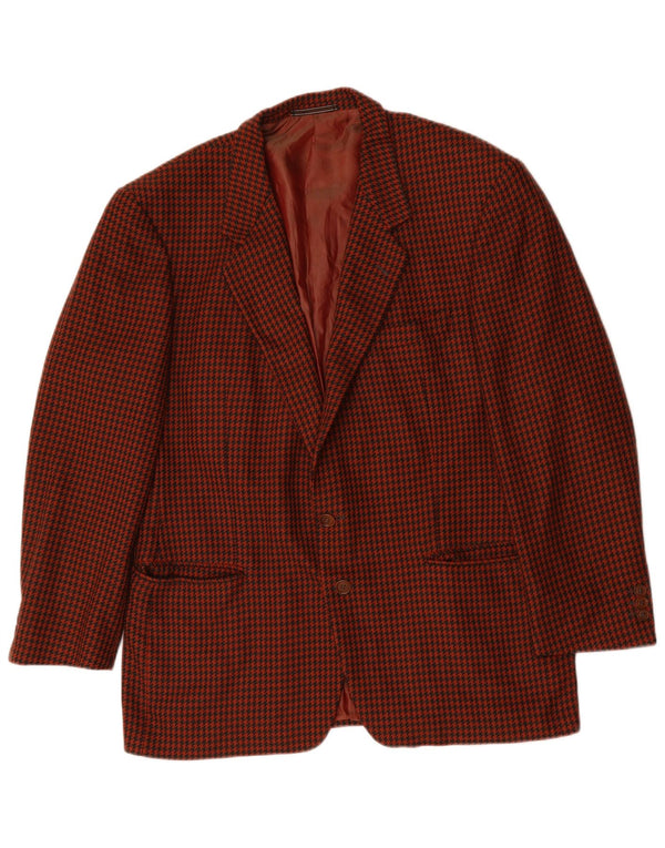 Ermenegildo Zegna Jaqueta blazer masculina de 2 botões Reino Unido 42 XL marrom Houndstooth