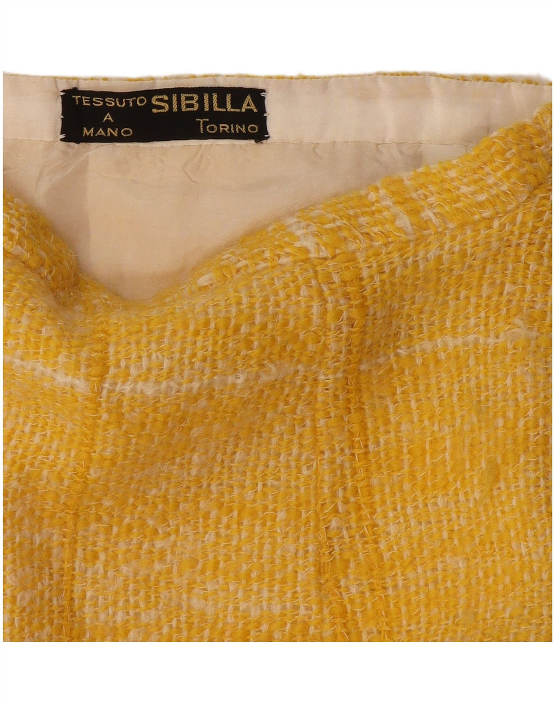 Saia vintage feminina linha A W26 pequena xadrez amarela
