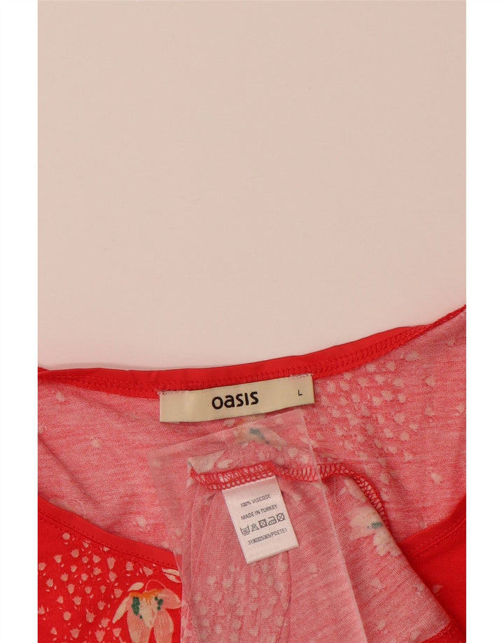 Colete feminino OASIS UK 14 grande viscose floral vermelha
