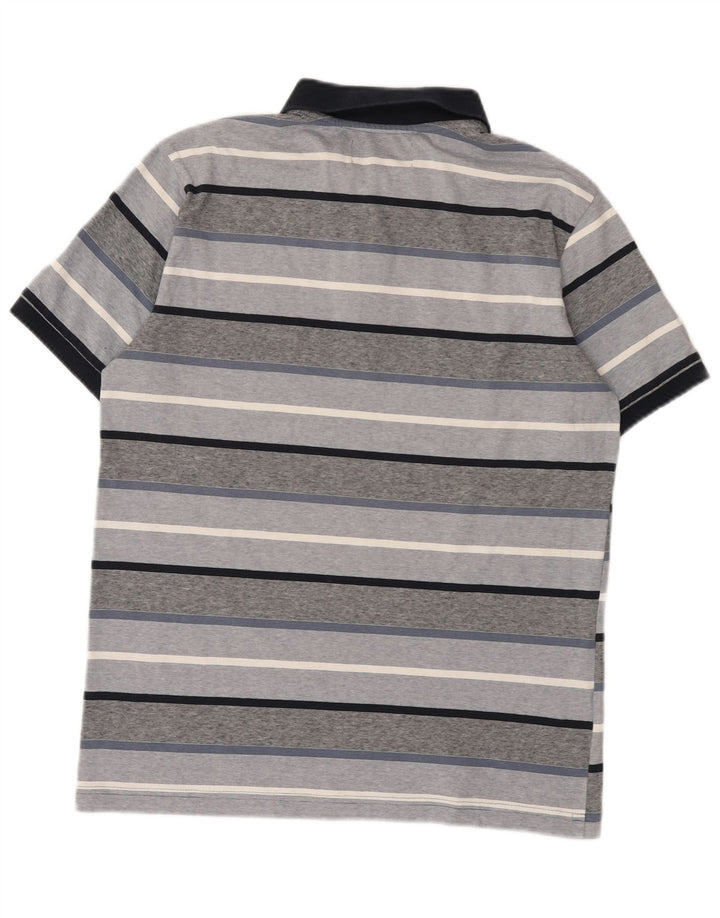Camisa polo masculina Penguin algodão listrado cinza médio