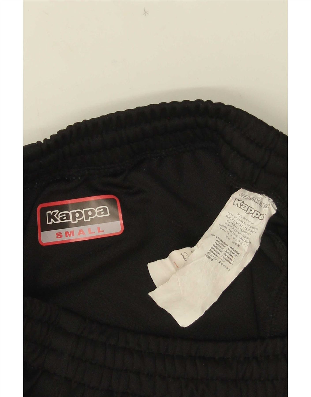 Kappa Mens Graphic Calças de treino pequeno poliéster preto