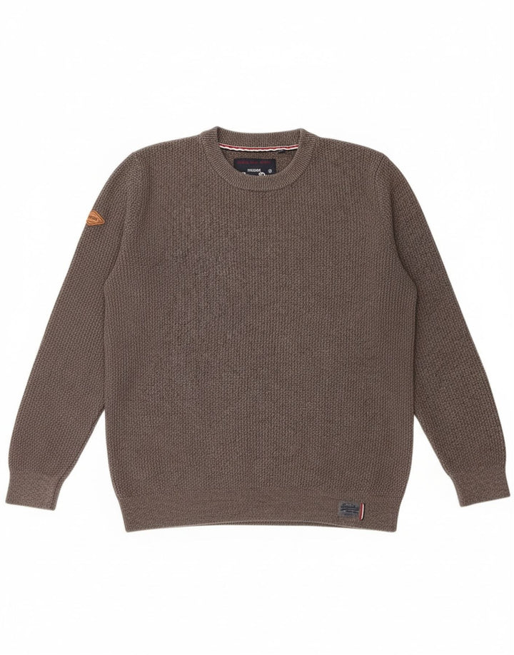 Suéter masculino Superdry com gola redonda 2XL algodão cinza