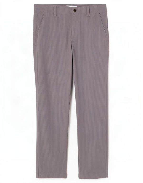 Under Armour Mens Straight Chino Calças W36 L30 Cinza Riscas Nylon