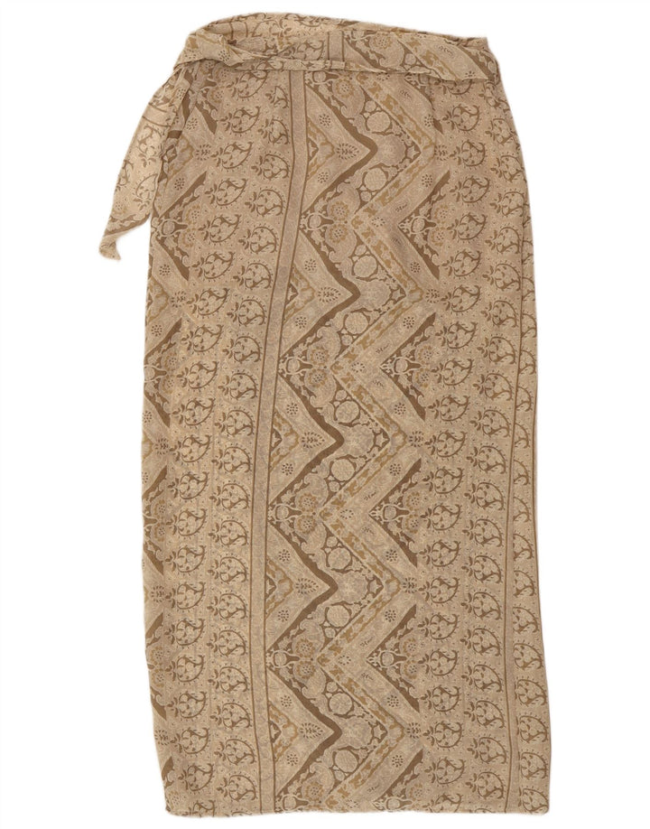 Saia maxi feminina vintage média W28 floral bege