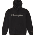 CHAMPION Womens Oversized Graphic Hoodie Jumper UK 6 XS Black Vintage Champion and Second-Hand Champion from Messina Hembry 