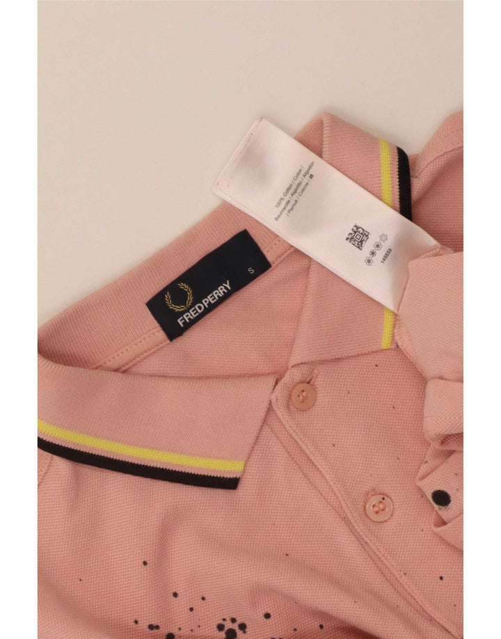 Camisa pólo masculina Fred Perry pequena rosa tie-dye algodão