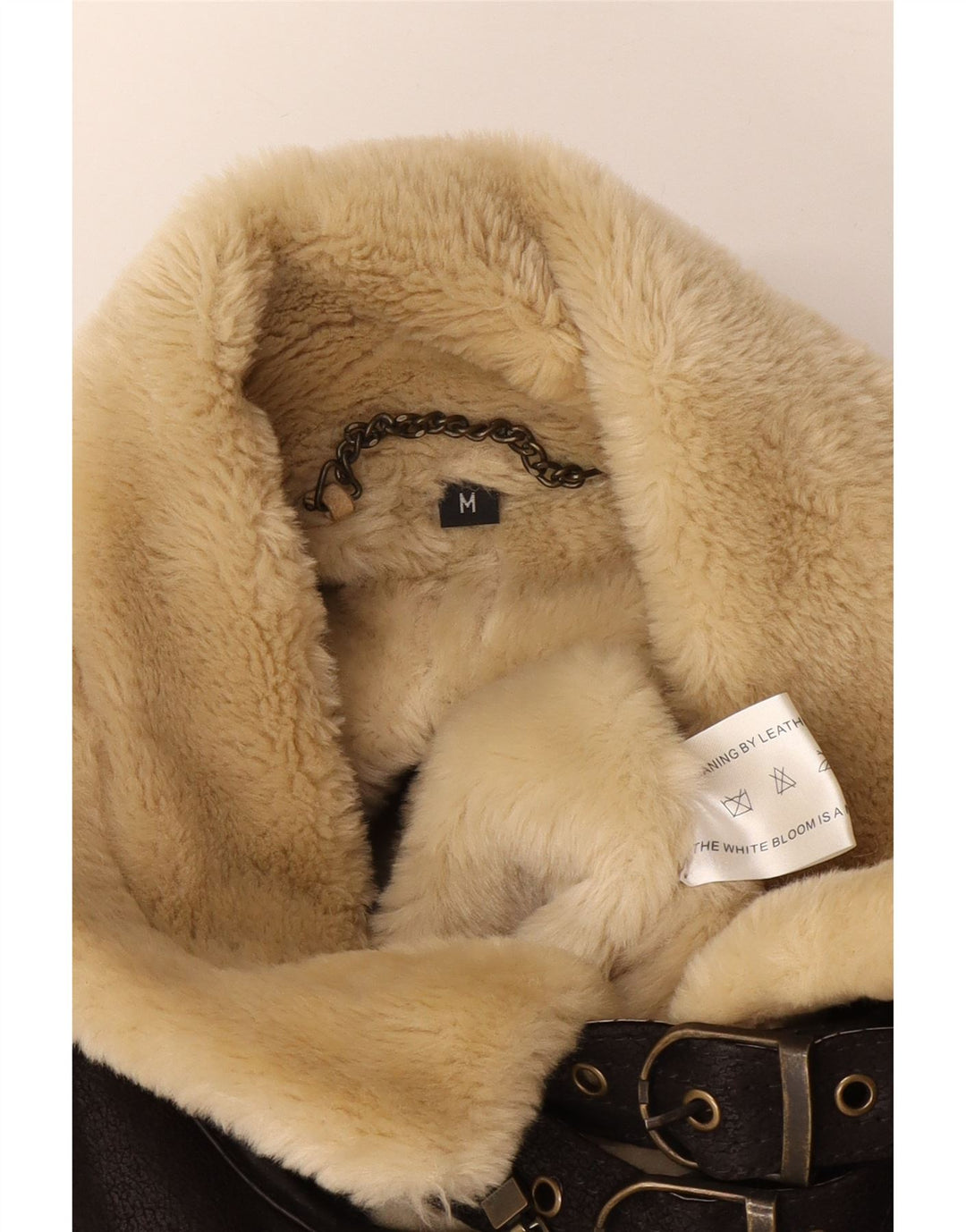 Jaqueta masculina vintage Bomber Shearling Reino Unido 38 couro marrom médio